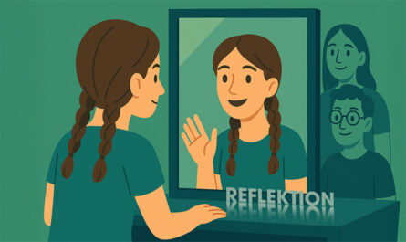 Kvinna pratar med sig själv i spegel