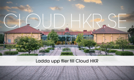 Bild på Campus HKR med texten CLOUD.HKR.SE och Ladda upp filer till Cloud HKR