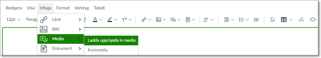 Menyn Infoga - Media - Laddaupp/spela in