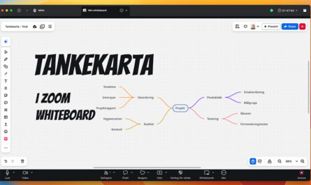 Skärmdump från whiteboard med en tankekarta