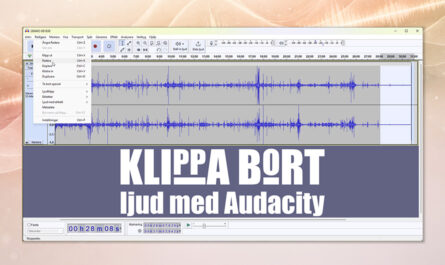 Skärmdump frrån Audacity med texten Klippa bort ljud