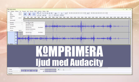 Skärmdump av programmet Audacity med texten Komprimera